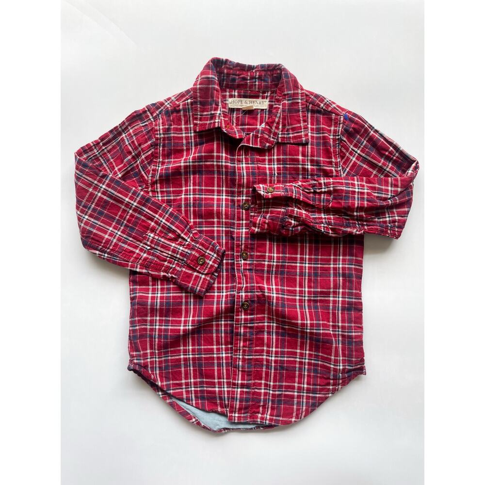 Boy's Hope & Henry Red Plaid Organic Cotton Flannel Shirt